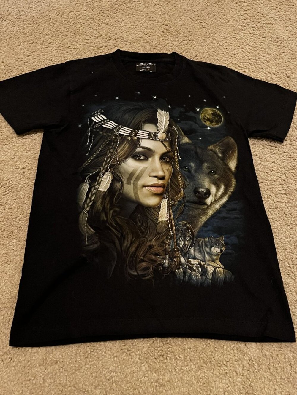 Jay’s Rock Wolf Moon Graphic Tee Men’s Small Black Nature Spirit Shirt